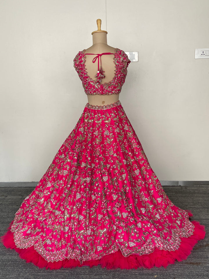 Anushree Reddy Fuchsia Pink Embellished Bridal Lehenga Set