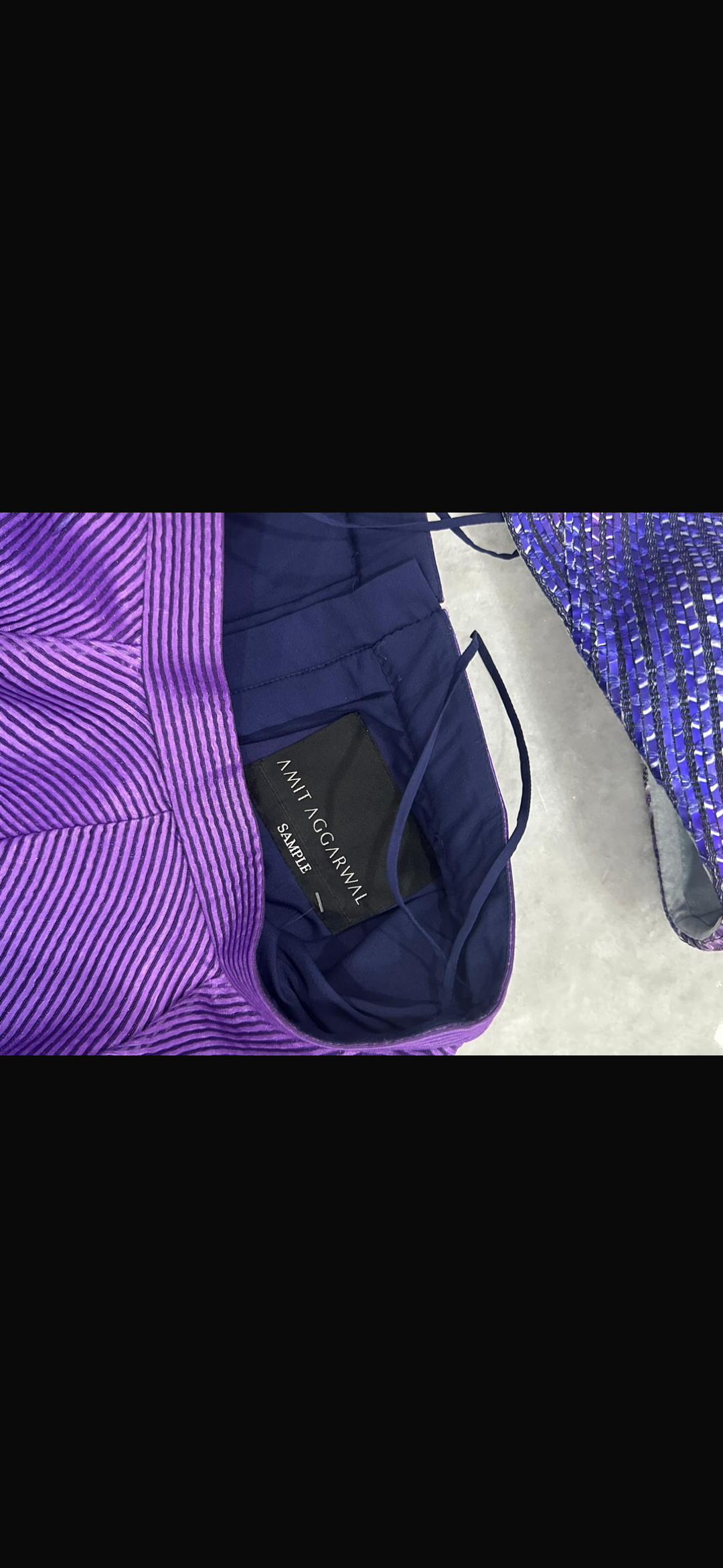 Amit Aggarwal Metallic Glitch Top And Skirt