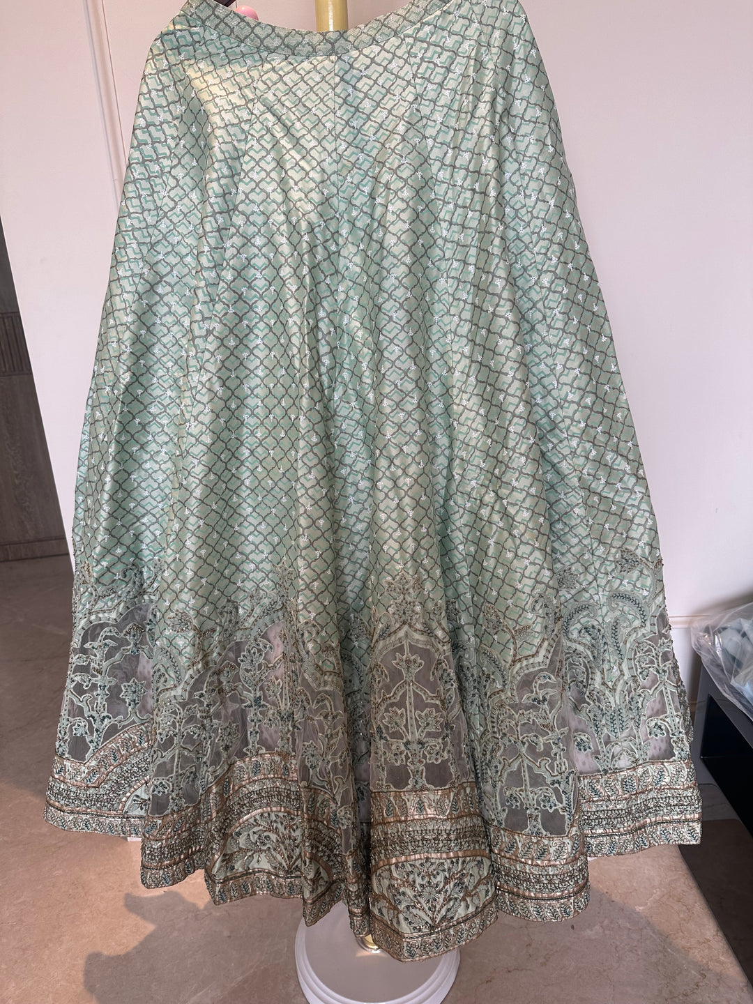 Shantanu & Nikhil Mint Green Embroidered Lehenga Set