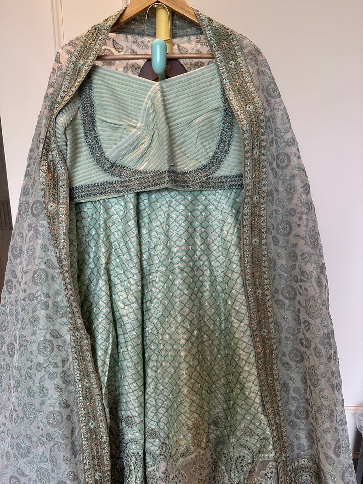 Shantanu & Nikhil Mint Green Embroidered Lehenga Set