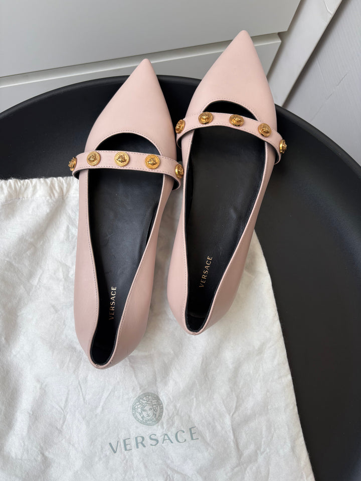 Versace Women's Metal Medusa Studs Ballet Flats Size 37