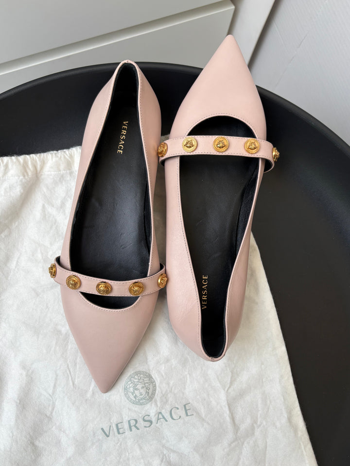 Versace Women's Metal Medusa Studs Ballet Flats Size 37