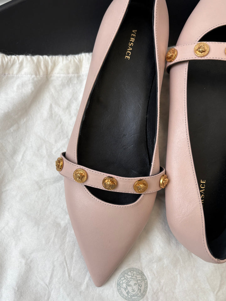 Versace Women's Metal Medusa Studs Ballet Flats Size 37