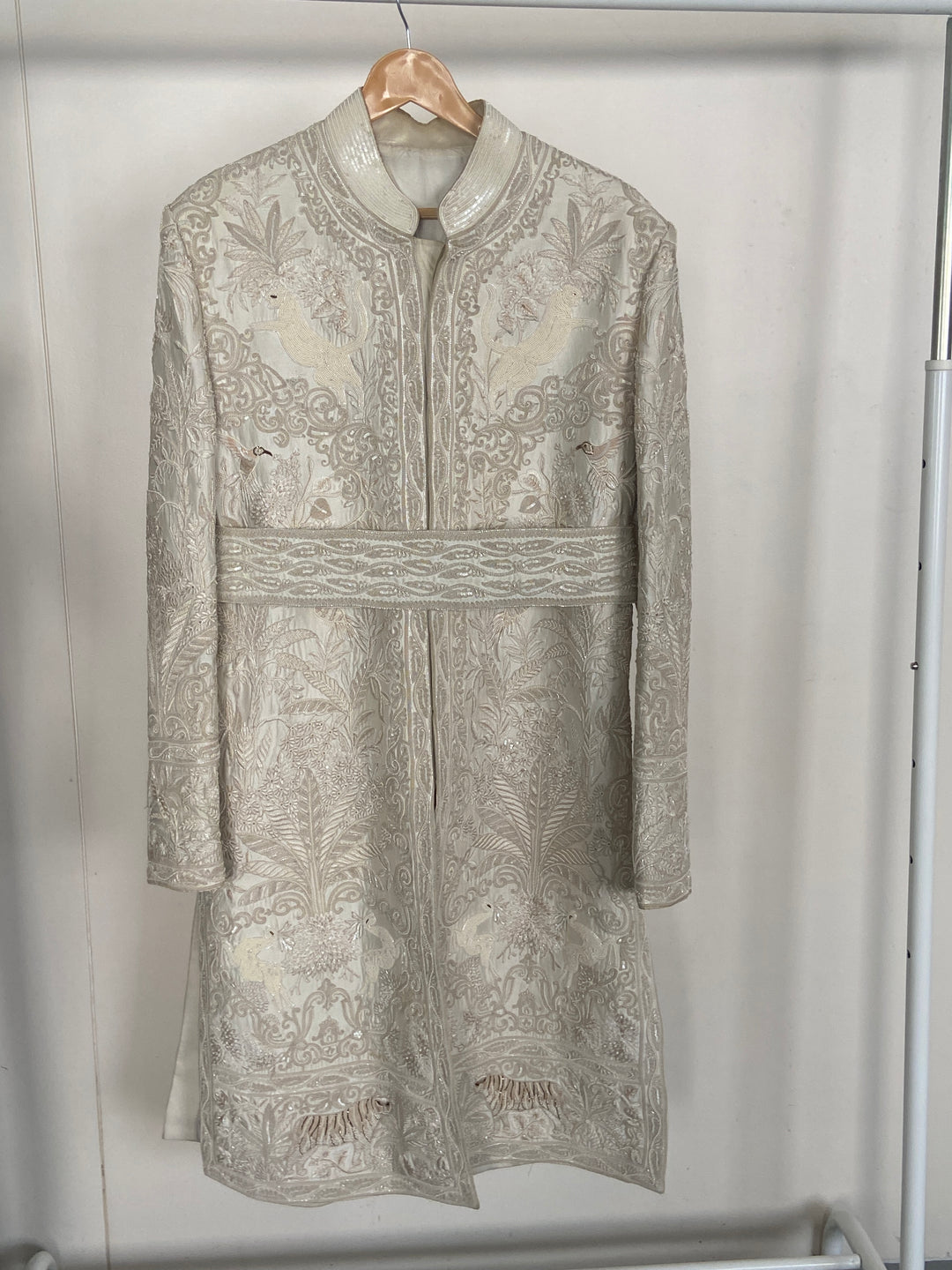 Rohit Bal Ivory Embroidered Sherwani with Waist Belt