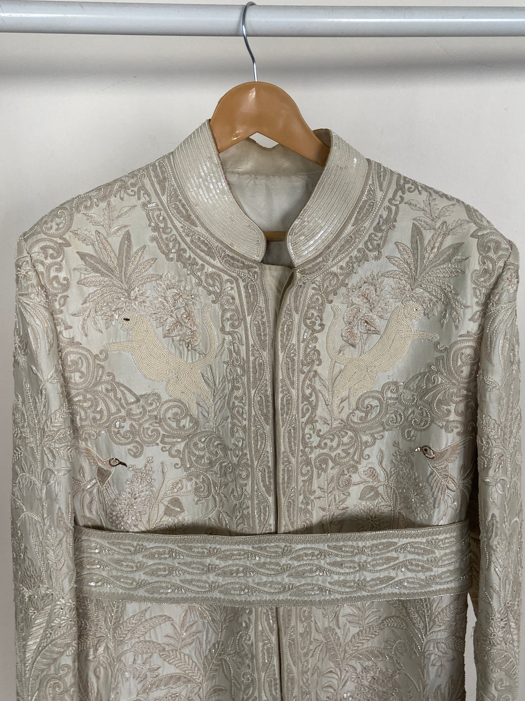 Rohit Bal Ivory Embroidered Sherwani with Waist Belt