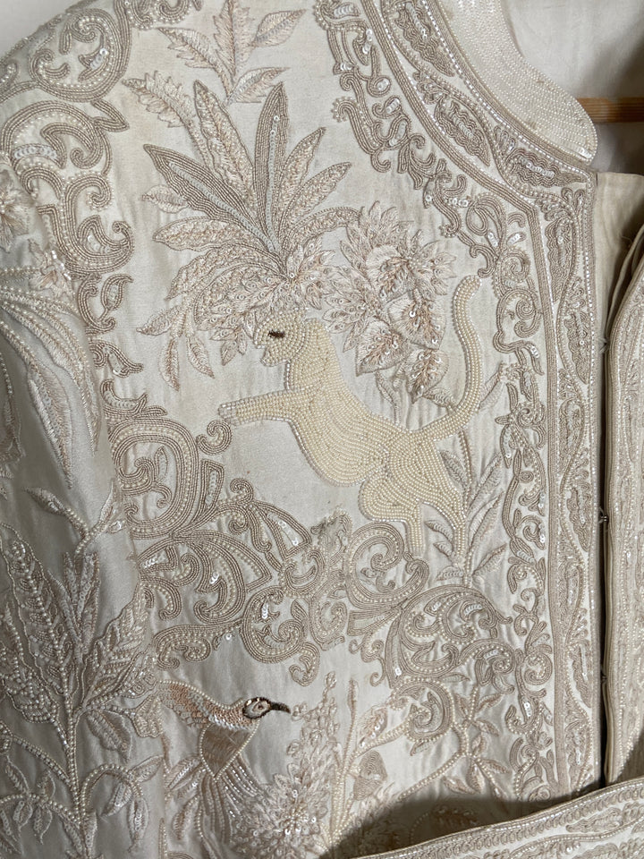 Rohit Bal Ivory Embroidered Sherwani with Waist Belt