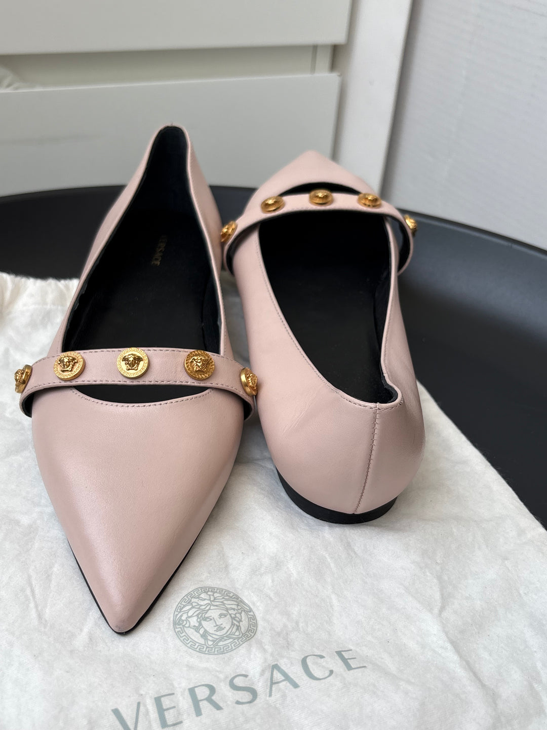 Versace Women's Metal Medusa Studs Ballet Flats Size 37