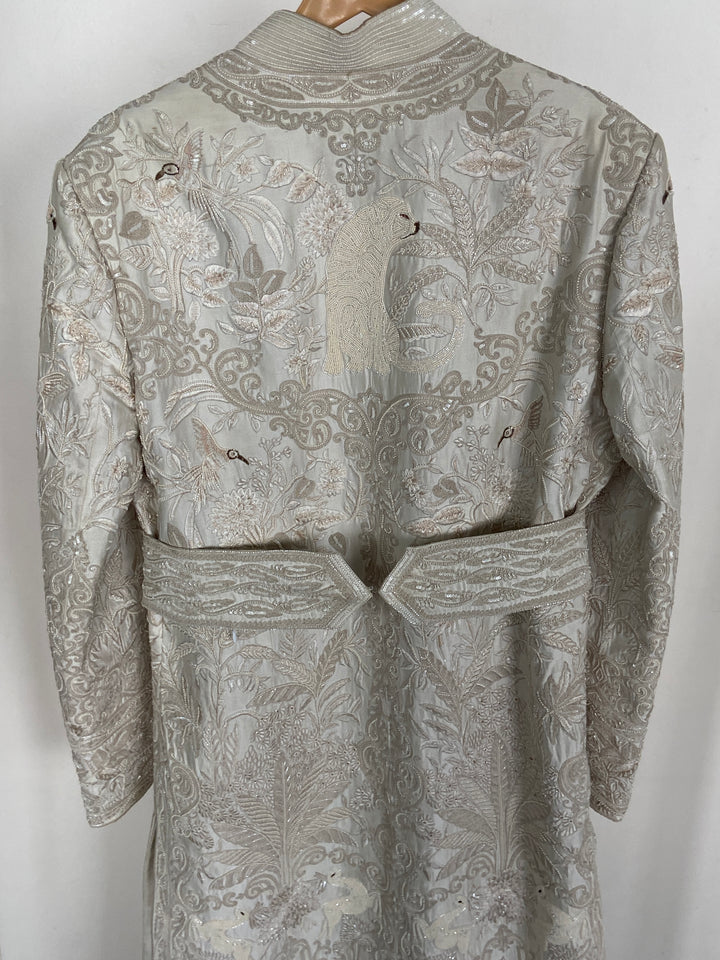 Rohit Bal Ivory Embroidered Sherwani with Waist Belt