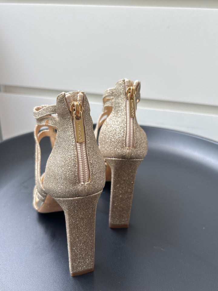 Jimmy Choo Leather Glitter Accents Sandals Size 38