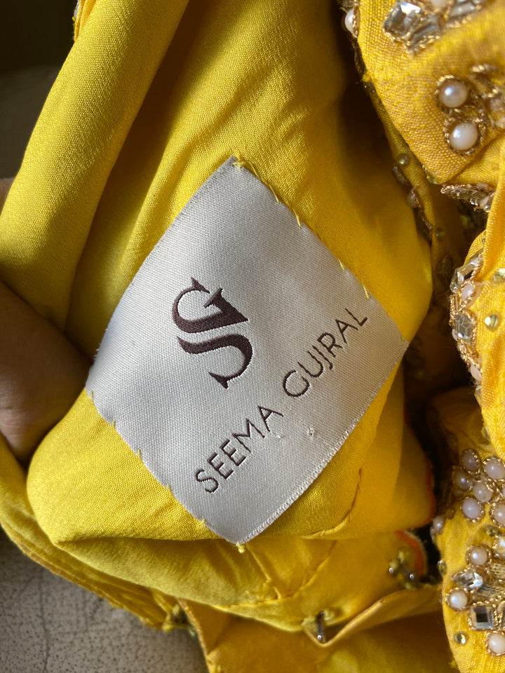 Seema Gujral Yellow Mirror Embroidered Lehenga Set