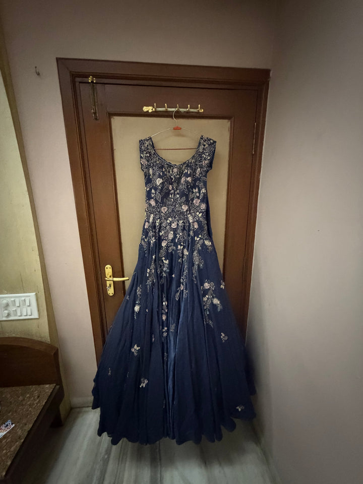 Dolly J Midnight Blue Embroidered Gown