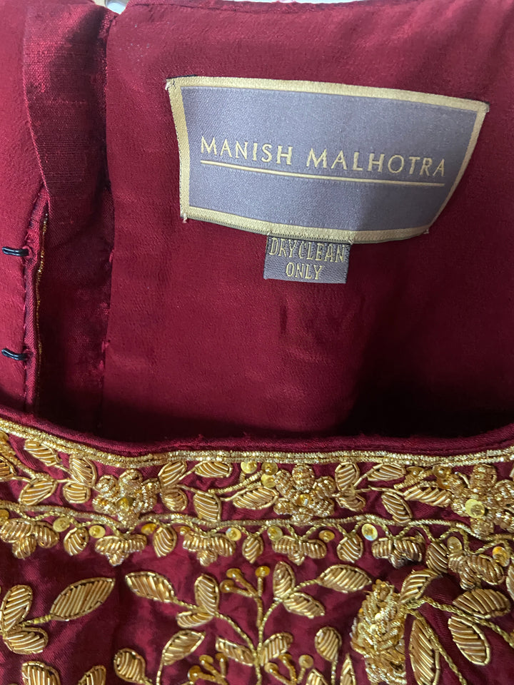 Manish Malhotra Handwoven Red & Gold Banarasi Saree Set