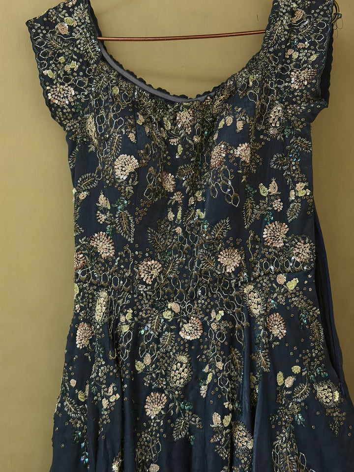 Dolly J Midnight Blue Embroidered Gown