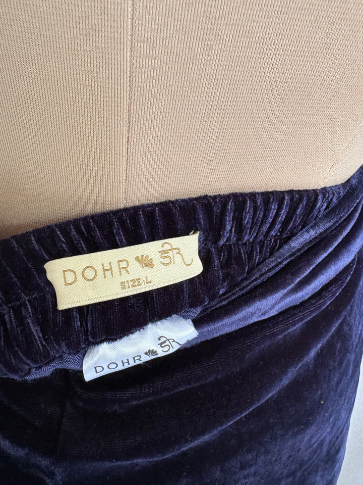 Dohr Navy Velvet Embroidered Co-Ord Set