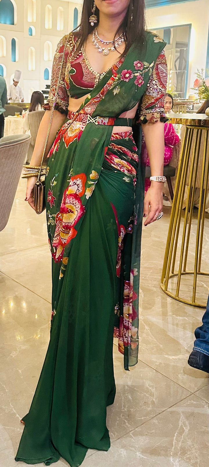 Mahima Mahajan Navya Floral Pattern Pre Draped Saree