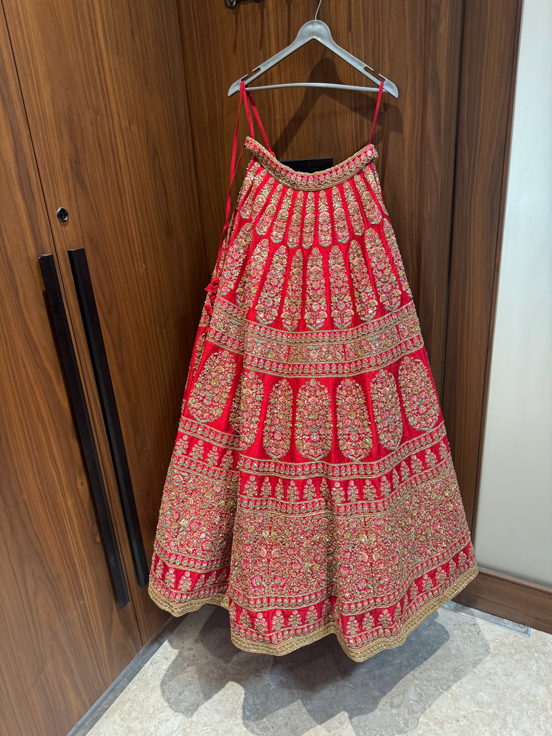 Sabyasachi Red Embroidered Bridal Lehenga Set