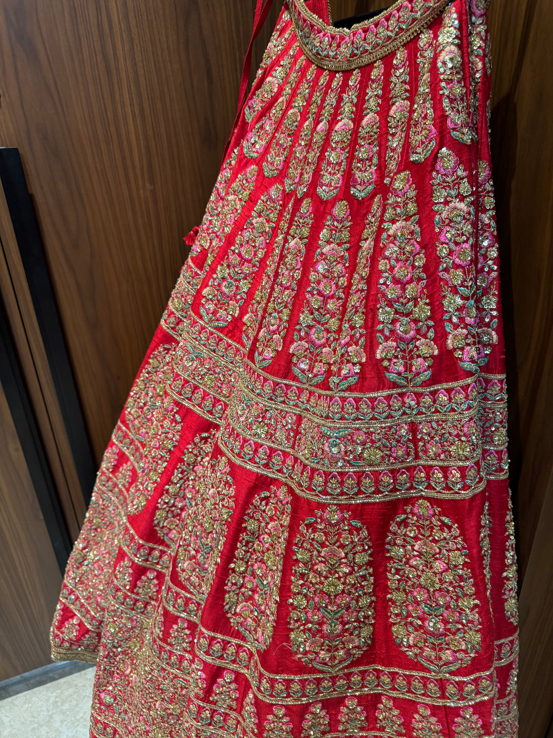 Sabyasachi Red Embroidered Bridal Lehenga Set