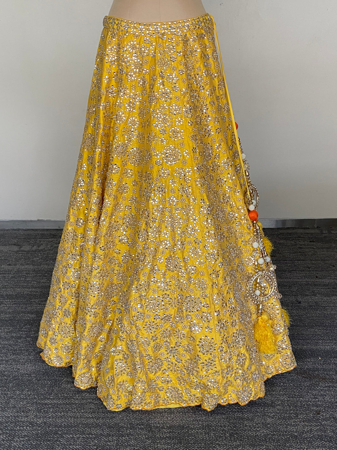 Seema Gujral Yellow Mirror Embroidered Lehenga Set