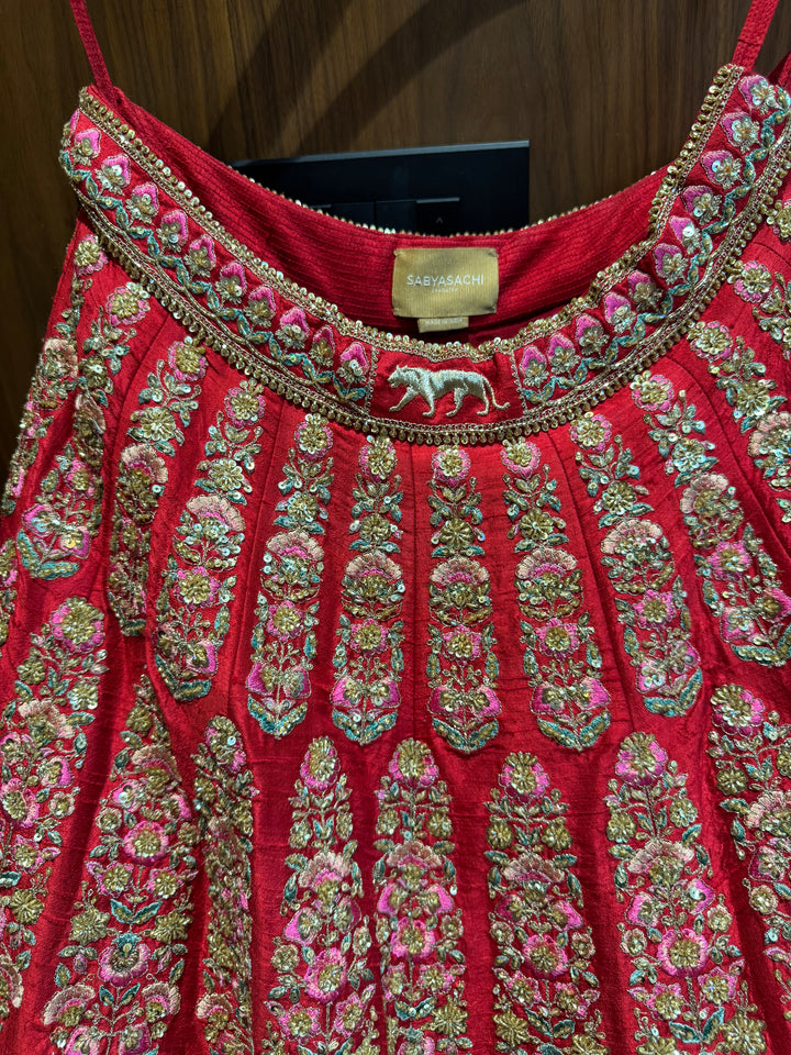 Sabyasachi Red Embroidered Bridal Lehenga Set