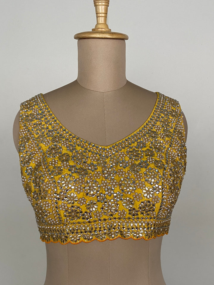 Seema Gujral Yellow Mirror Embroidered Lehenga Set