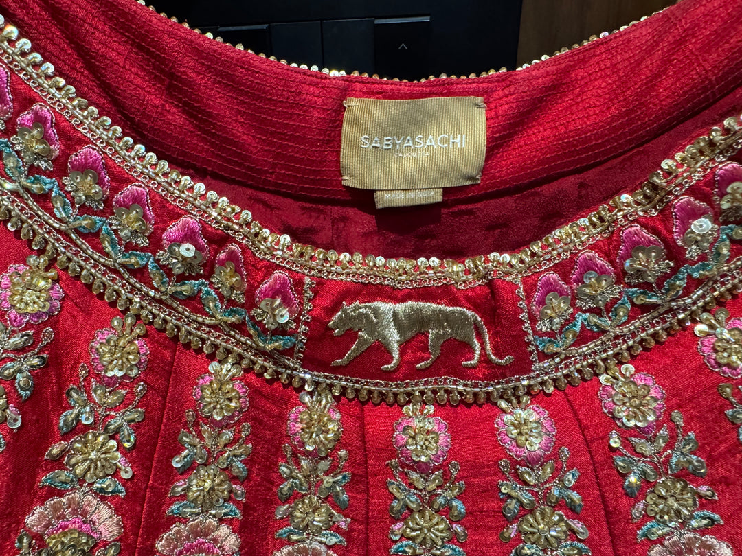 Sabyasachi Red Embroidered Bridal Lehenga Set