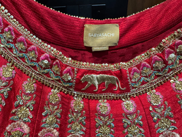 Sabyasachi Red Embroidered Bridal Lehenga Set