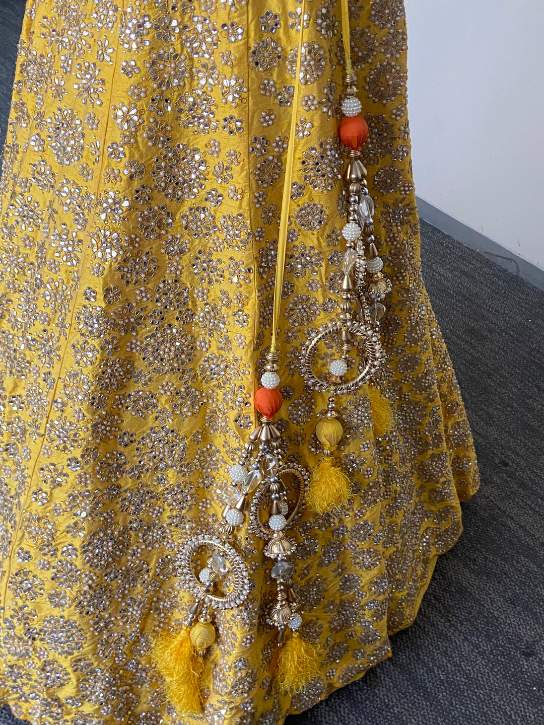 Seema Gujral Yellow Mirror Embroidered Lehenga Set