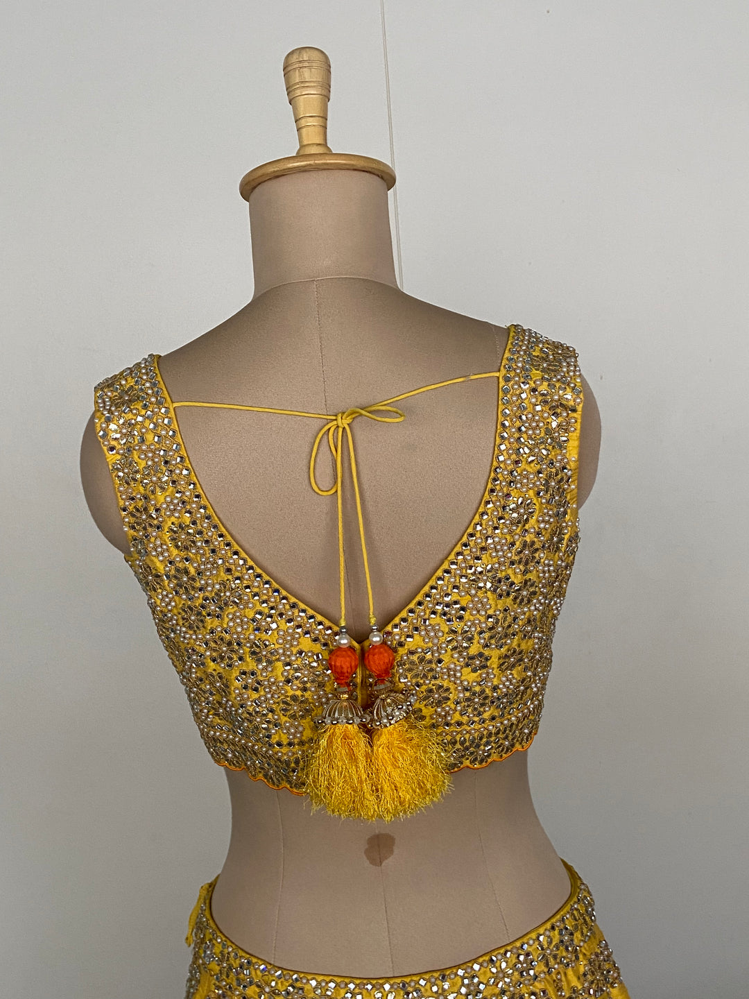 Seema Gujral Yellow Mirror Embroidered Lehenga Set