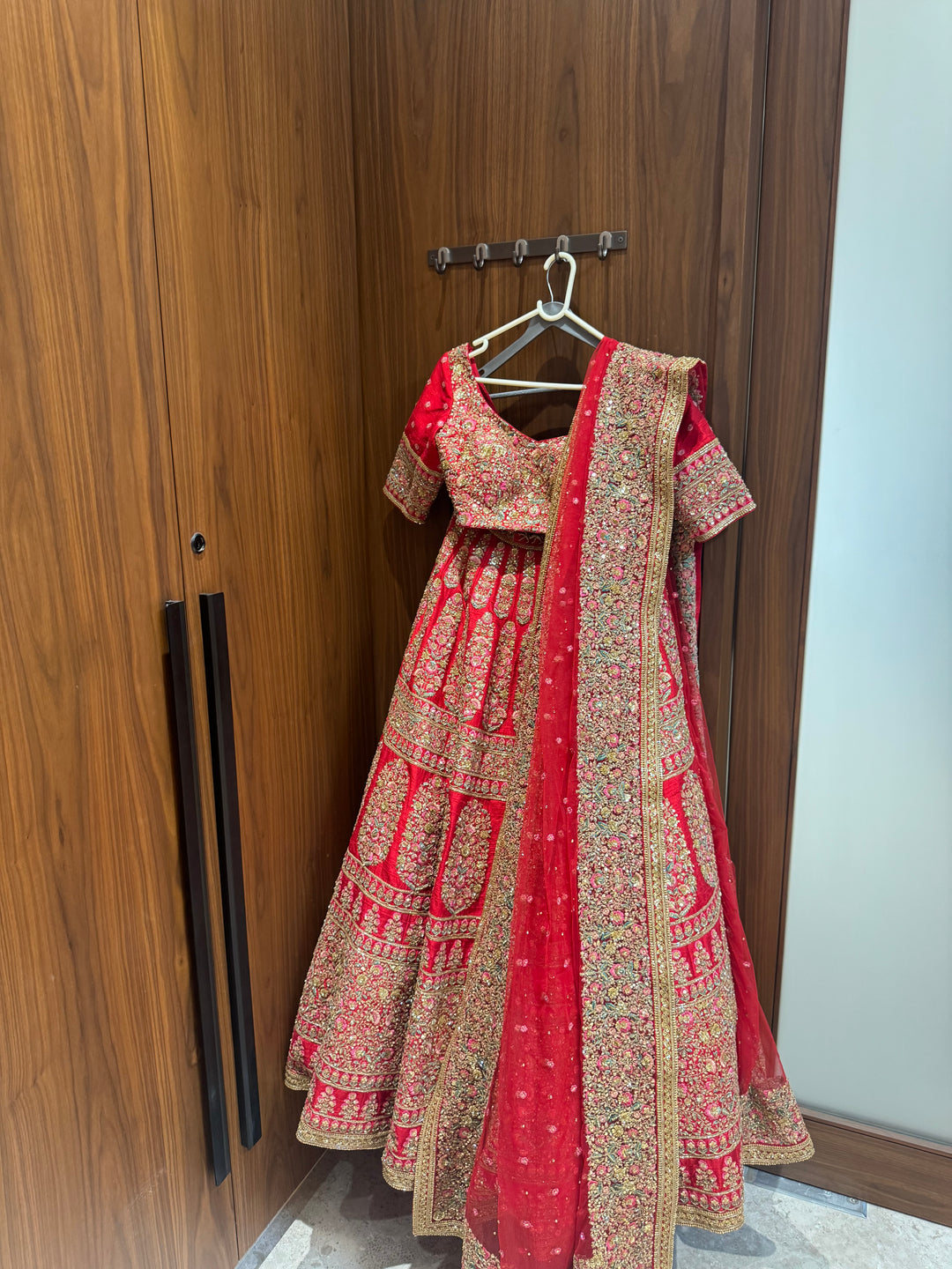 Sabyasachi Red Embroidered Bridal Lehenga Set