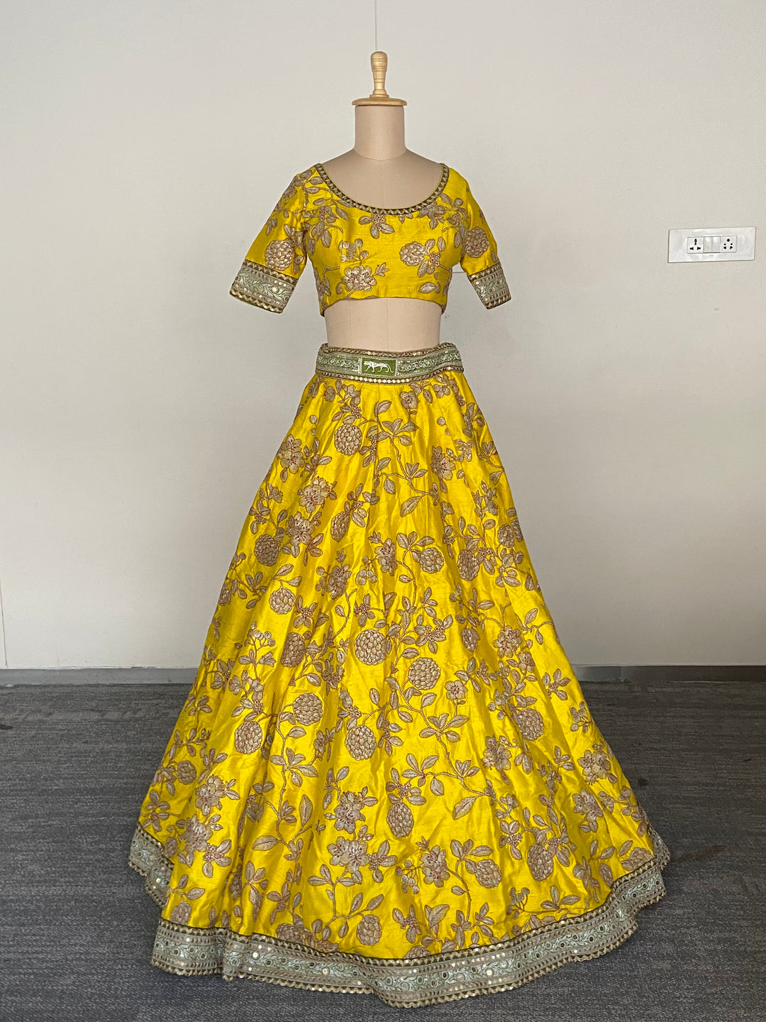 Sabyasachi Yellow Floral Embroidered Lehenga Set