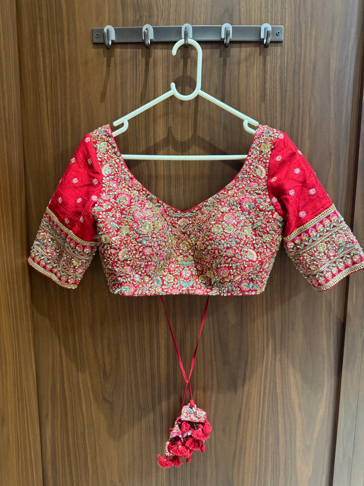 Sabyasachi Red Embroidered Bridal Lehenga Set
