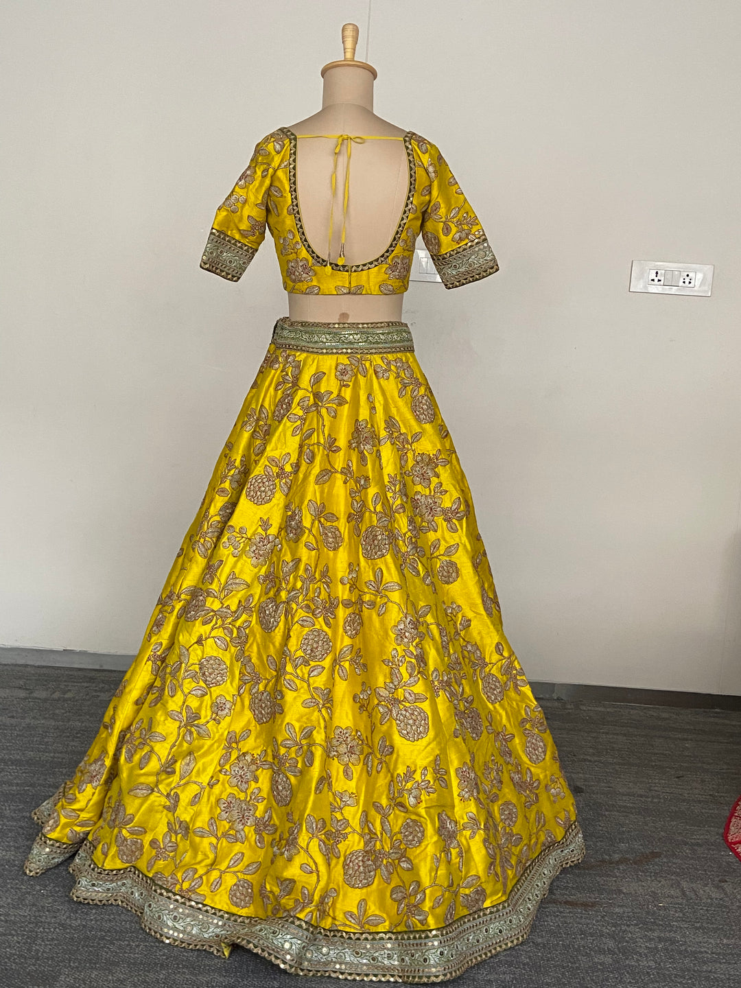 Sabyasachi Yellow Floral Embroidered Lehenga Set