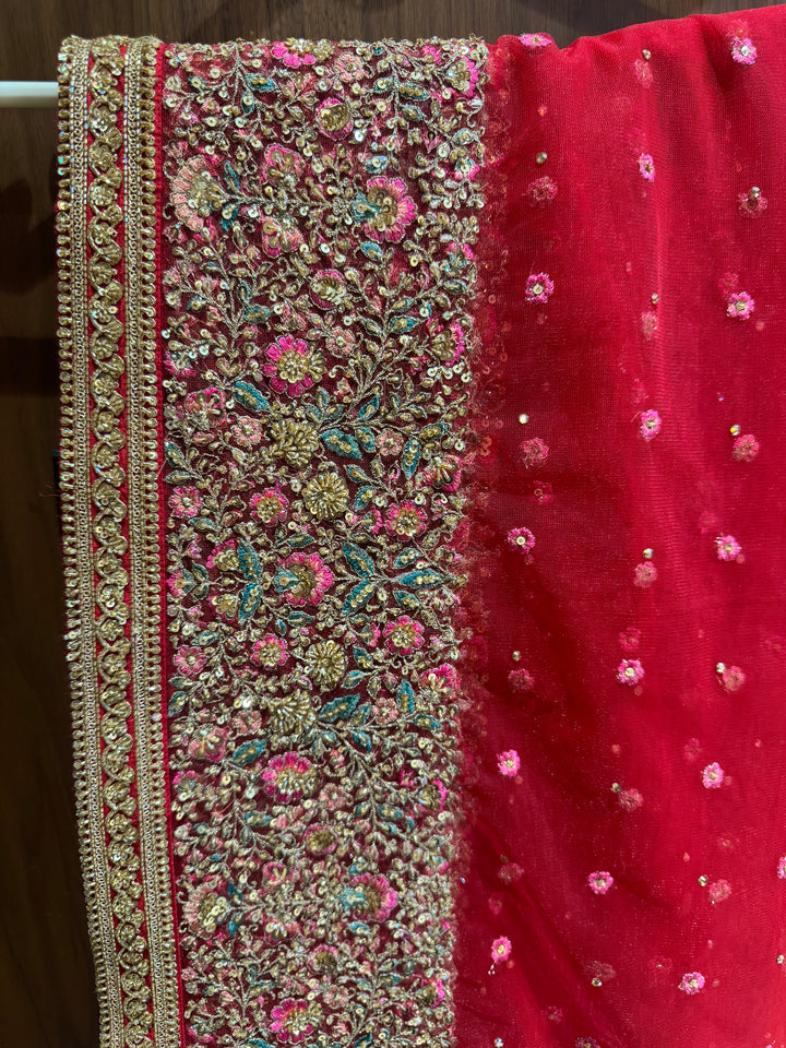 Sabyasachi Red Embroidered Bridal Lehenga Set