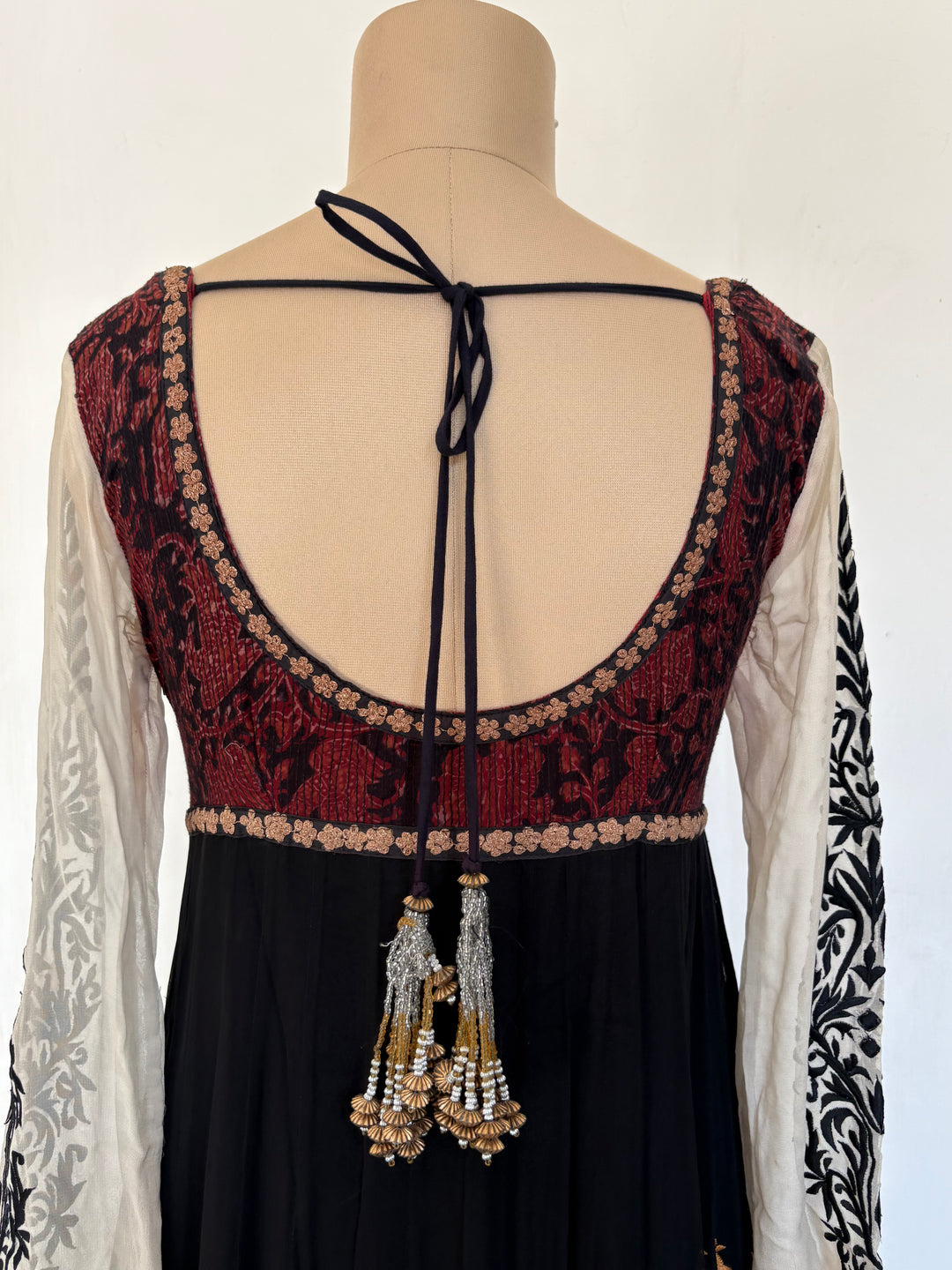 Joy Mitra Black & Maroon Anarkali Set