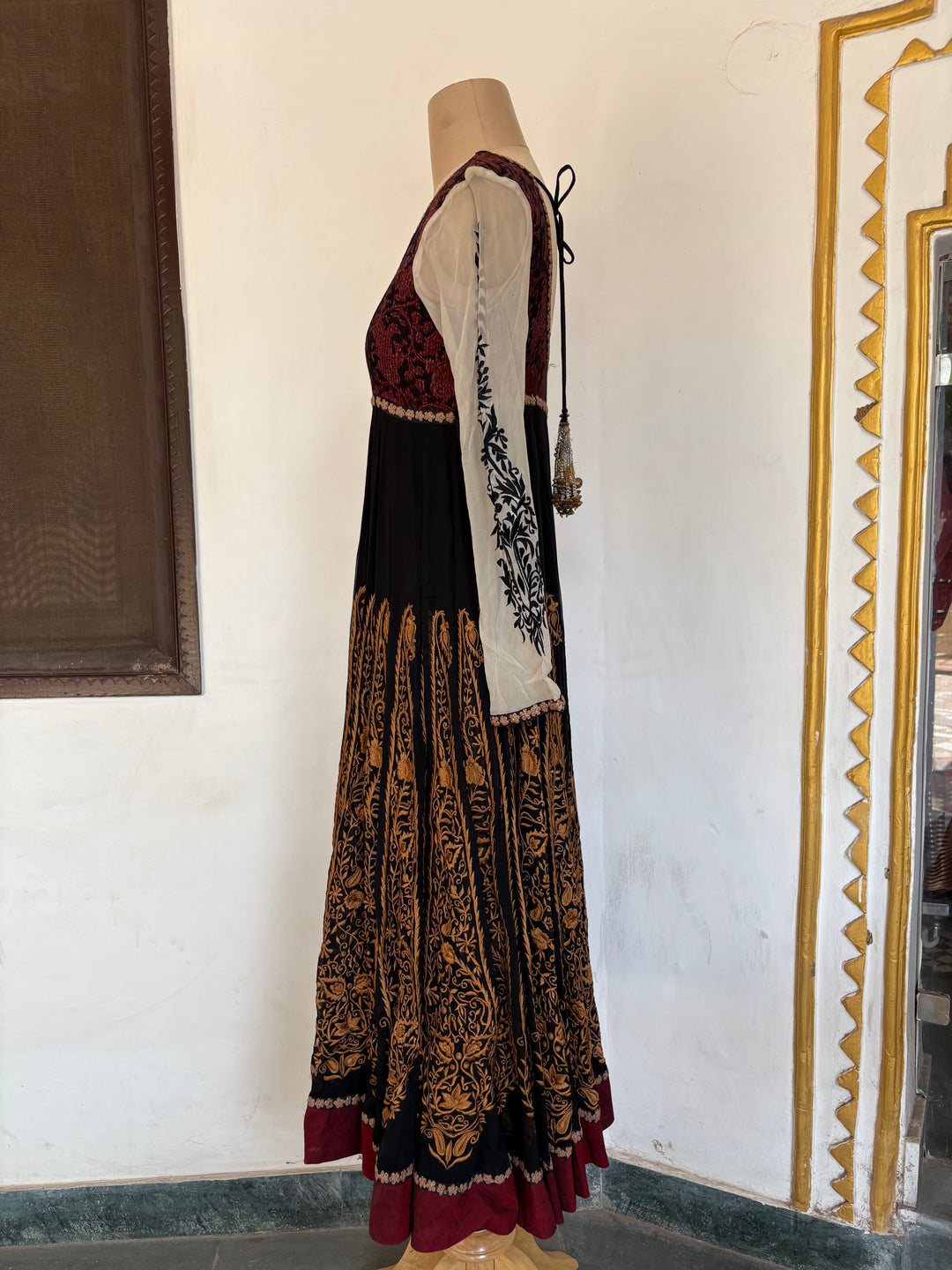 Joy Mitra Black & Maroon Anarkali Set