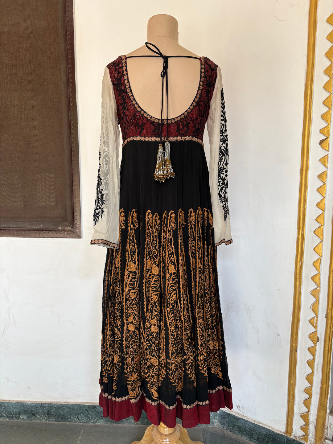 Joy Mitra Black & Maroon Anarkali Set