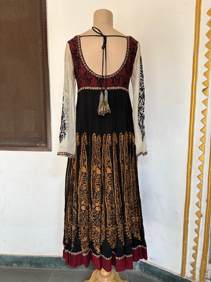 Joy Mitra Black & Maroon Anarkali Set