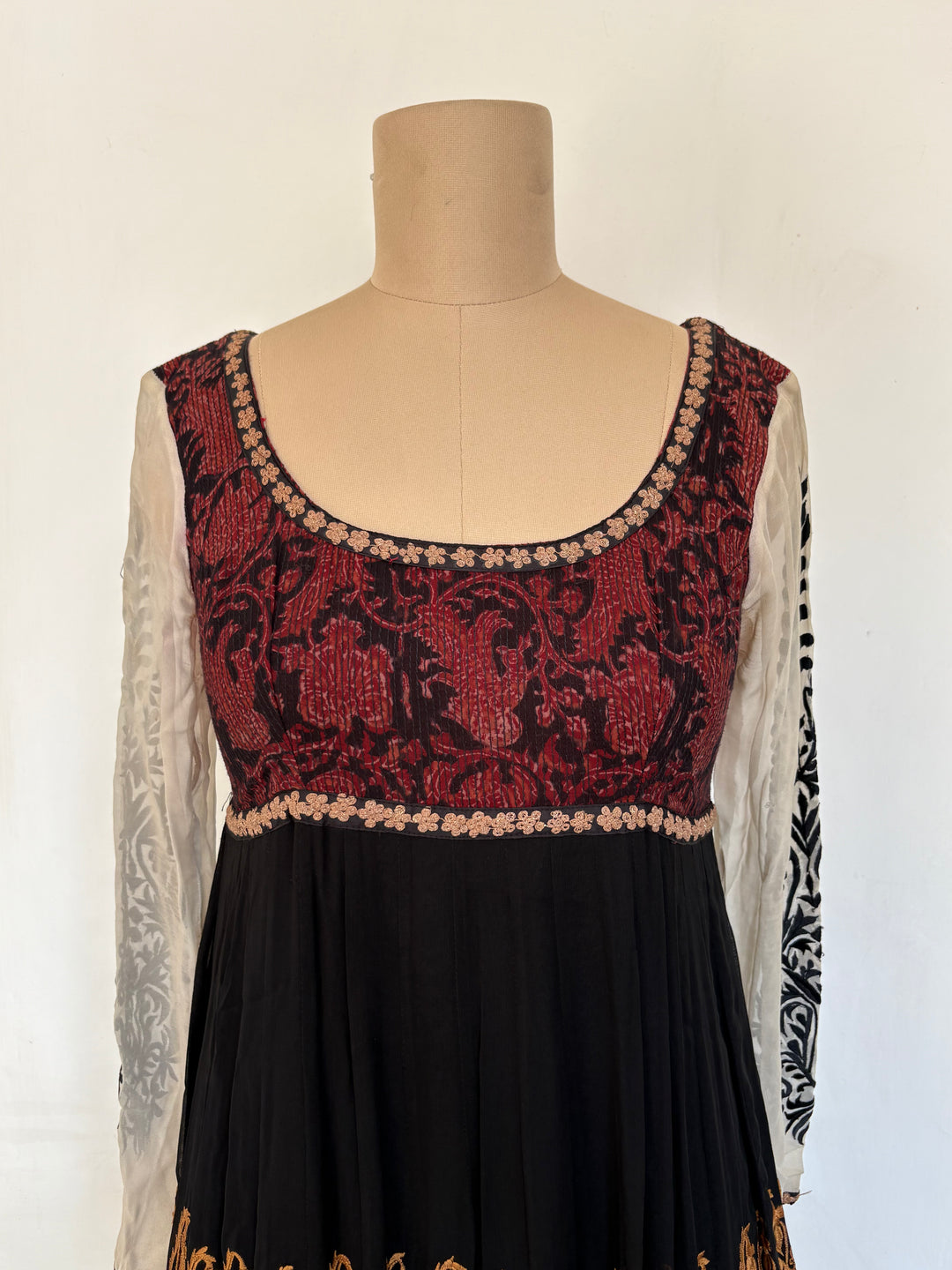 Joy Mitra Black & Maroon Anarkali Set