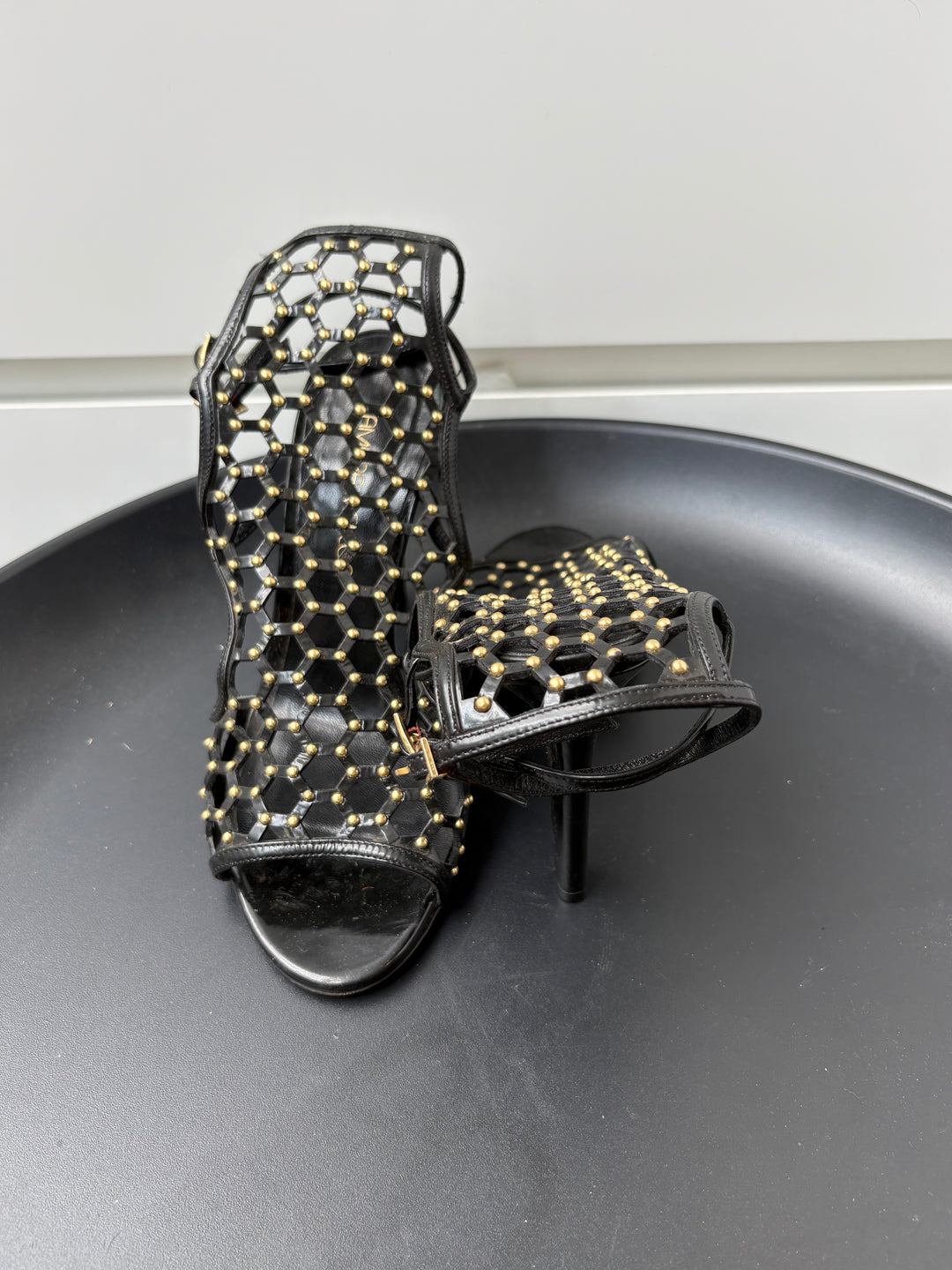 Tamara Mellon Black Submission Studded Sandals Size 37