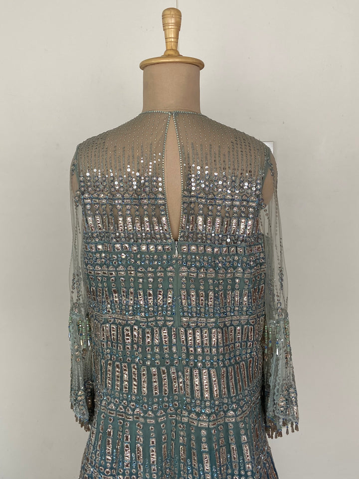 Tarun Tahiliani Midnight Blue Embellished Anarkali Gown with Dupatta
