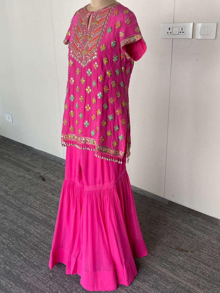 Arpita Mehta Pink Embellished Sharara Set