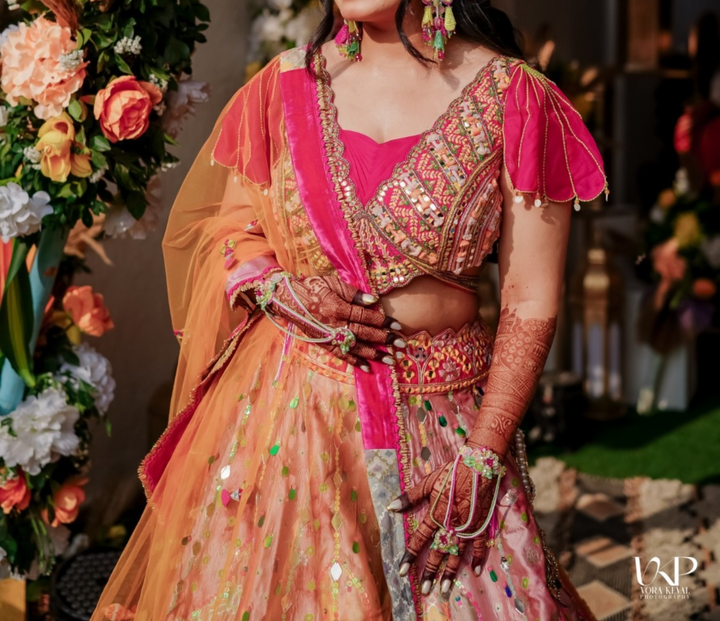 Liz Paul Multicolour Embroidered Lehenga Set