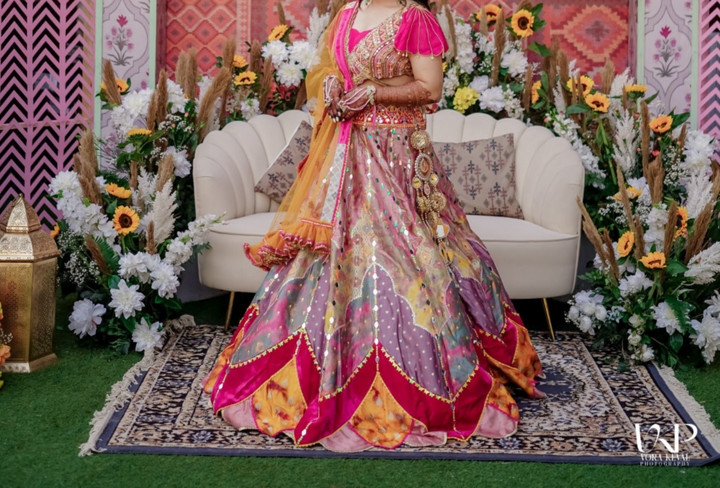 Liz Paul Multicolour Embroidered Lehenga Set