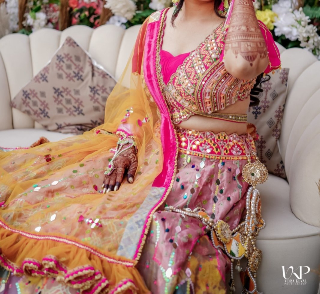 Liz Paul Multicolour Embroidered Lehenga Set