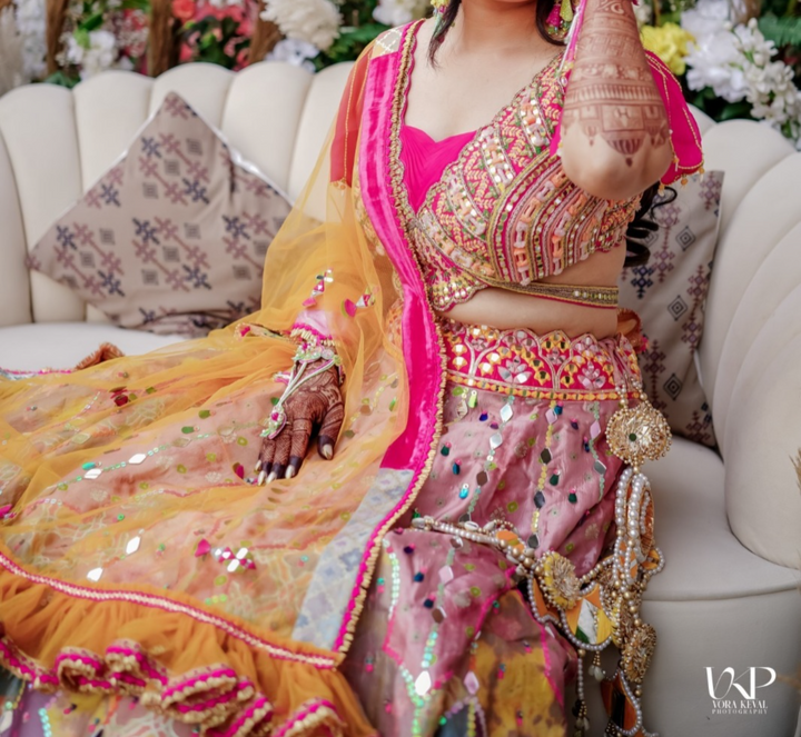 Liz Paul Multicolour Embroidered Lehenga Set