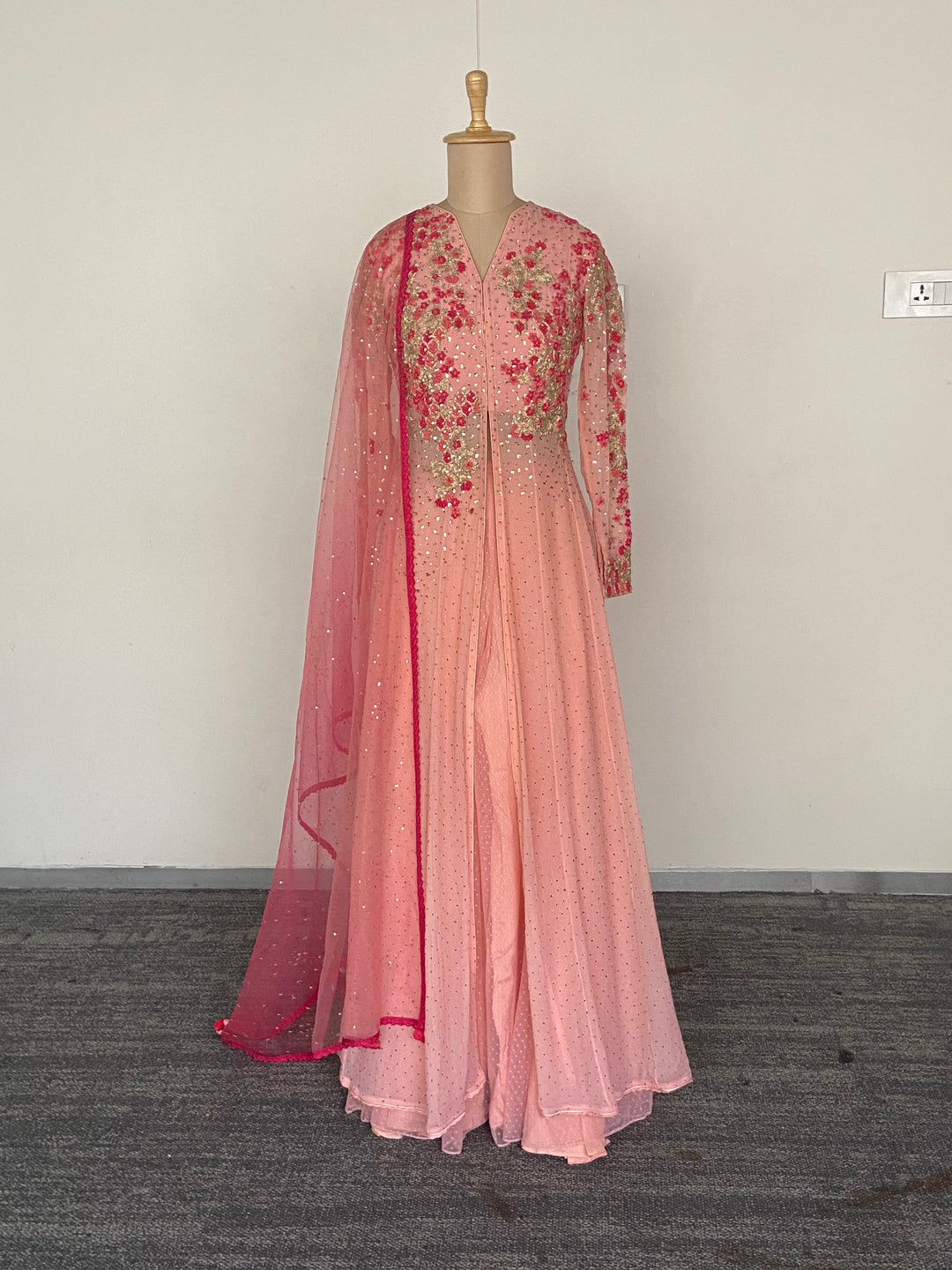 Dolly J Blush Pink Embellished Anarkali  with Dupatta