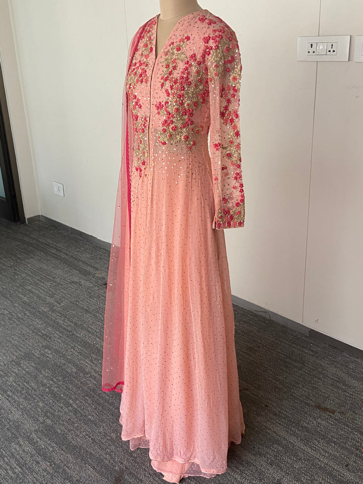 Dolly J Blush Pink Embellished Anarkali  with Dupatta