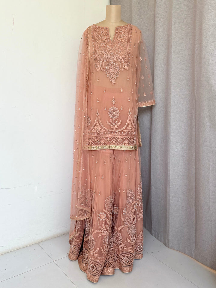 Tarun Tahiliani Dusty Rose Embellished Sharara Set