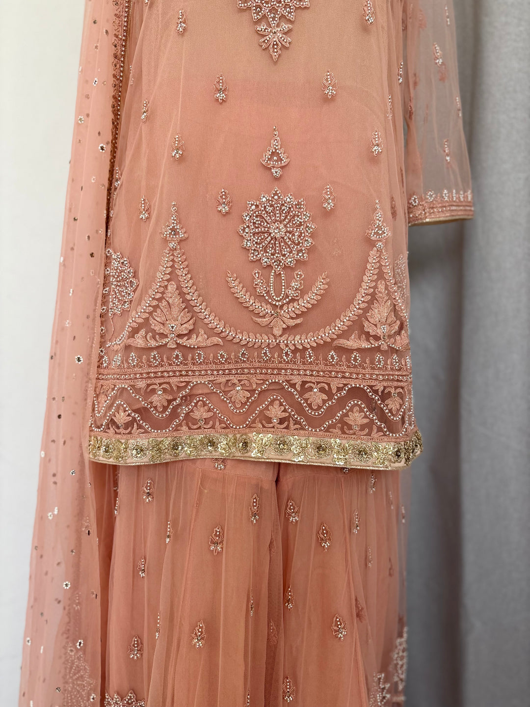 Tarun Tahiliani Dusty Rose Embellished Sharara Set