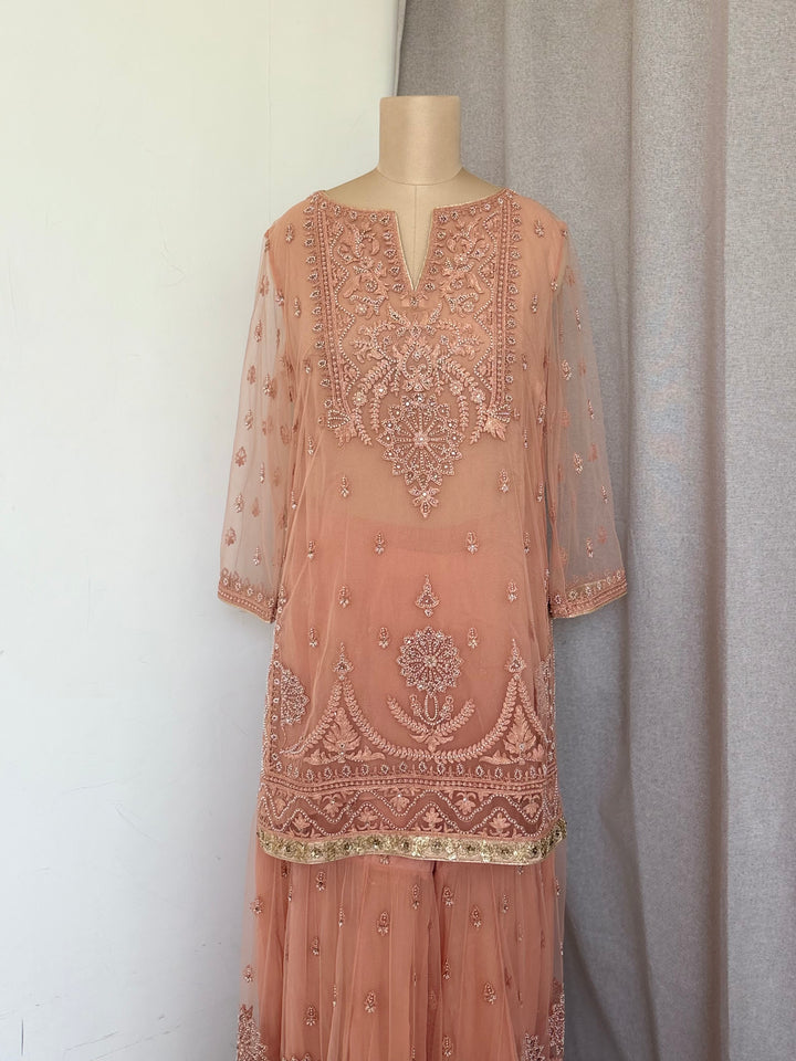 Tarun Tahiliani Dusty Rose Embellished Sharara Set